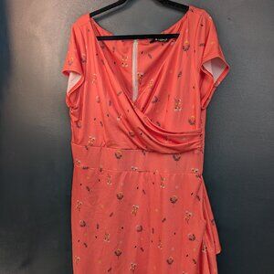Bright Coral/Orange Wiggle Dress